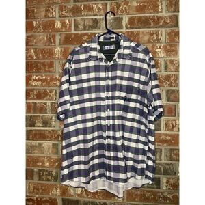 VTG Tower Bay 2XLT Short Sleeve Button Up Shirt Plaid Cotton Colorful 90s Dad